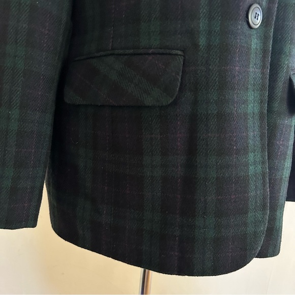 Vintage Sag Harbor Black Watch Plaid Blazer Wool Blend Jacket Petite Sz L Preppy - Picture 4 of 9